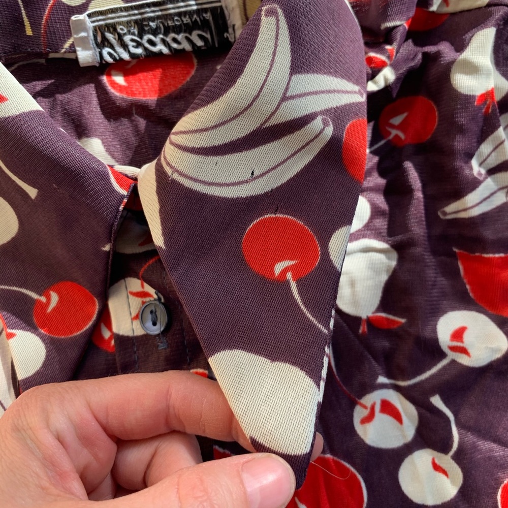 Thrashed 70s Cherry Banana Pear Button Down - image 6